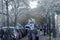 Parisian Boulevard filled with vehicles, pedestrians