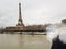 Parisian French man watching the flooding swollen Seine river