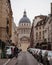 Parisian glimpse of the Latin quarter with a view of the pantheon dome.