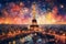 Parisian Nightscape, A Vibrant 3D Artwork of the City of Lights Amidst a Galaxy of Colorful Possibilities, generative Ai