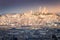 Parisian roofs of Montparnasse and Montmartre at sunrise Paris, France