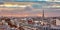 Parisian skyline with the Eiffel tower at sunset