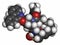 Paritaprevir hepatitis C virus (HCV) drug molecule (NS3-4A serine protease inhibitor). Atoms are represented as spheres with