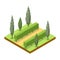 Park alley with trees isometric 3D icon