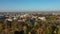 Park autumn drone aerial Historical city Olomouc, shot view panorama tree leaves color tower Gothic church Moritz Ferris