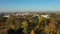 Park autumn magical drone aerial Historical city Olomouc, shot view panorama tree leaves alley color tower Gothic church