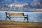 Park bench at lake