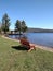 Park bench on public beach