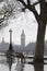 Park bench on the thames overlooking big ben