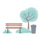 Park bench tree bush greenery outdoor design