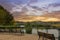 Park Benches at Riverfront Park in Salem Oregon during Sunset