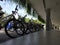 park bikes on the city park sidewalks