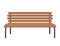 Park brown wooden bench on white in flat style
