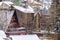 Park City Utah neighborhood in winter with houses on snowy mountain slope