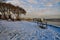 Park and coast near Fram Museum in Oslo in winter