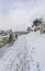 A park covered with snow in Baku in January