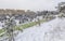 A park covered with snow in Baku in January