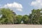 Park with flowers at the center of town of Silistra, Bulgaria