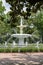 Park Fountain Past Brick Walkway