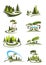 Park, garden and forest landscape icons