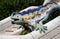 PARK GUELL, BARCELONA, CATALONIA: Close up of the iconic Lizard fountain by A. Gaudi