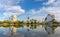 Park in the old dry riverbed, River Turia gardens, Valencia, Spain