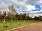 The Park planted young trees in the foreground