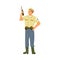 Park or reserve ranger talking on radio flat vector illustration isolated.