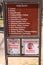 Park rules and warnings at Agua Caliente Park in Tucson AZ