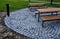 Park seating, wooden tables and benches picnic and barbecue, gas