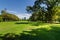 Park with shadow of green tree