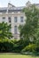 Park Square and Park Cresent gardens overlooking the Nash Terrace townhouses built in neoclassical style at Regent`s Park, London