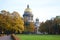 Park about St Isaacs cathedral in autumn day