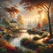 A Park Transforms into a Beautiful Tapestry of Fall Colors and Serene Scenery. Generative ai for illustrations