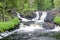 Park of waterfalls on the Tohmajoki river near the Ruskeala village in Karelia