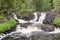 Park of waterfalls on the Tohmajoki river near the Ruskeala village in Karelia