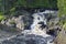 Park of waterfalls on the Tohmajoki river near the Ruskeala village in Karelia