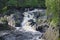 Park of waterfalls on the Tohmajoki river near the Ruskeala village in Karelia