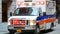 Parked Ambulance flashing lights in Manahttan