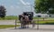 Parked Amish Horse and Buggy at Hitching Rail