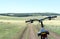 Parked Bike and Road in Nature Forest Rural Background