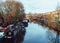 Parked boats in a canal in Little Venice district, London