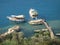 Parked boats on the sea in Turkey.