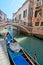 A parked gondola in Venice,Italy. Summer in Venic