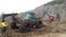 Parked log skidder and loader