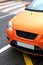 Parked orange sports car