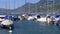 Parked Ships, Boats, Yachts in the Port on Lake of Geneva, Montreux, Switzerland
