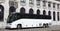 Parked White Tour Charter Bus