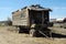 Parked wooden caravan