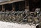 Parking of bicycles for rent on the streets of Paris